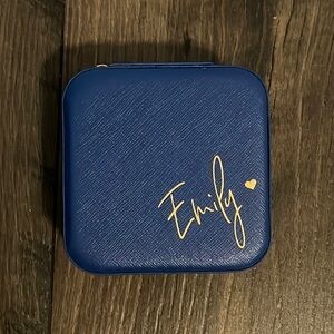 Personalized “Emily” Travel Jewelry Box in Blue